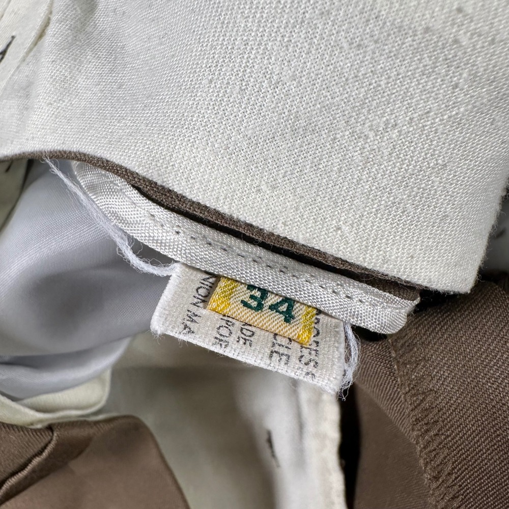 Tom James Executive Collection Mens 34 Tan Pleated Dress Pants Hand Tailored USA - Picture 8 of 10